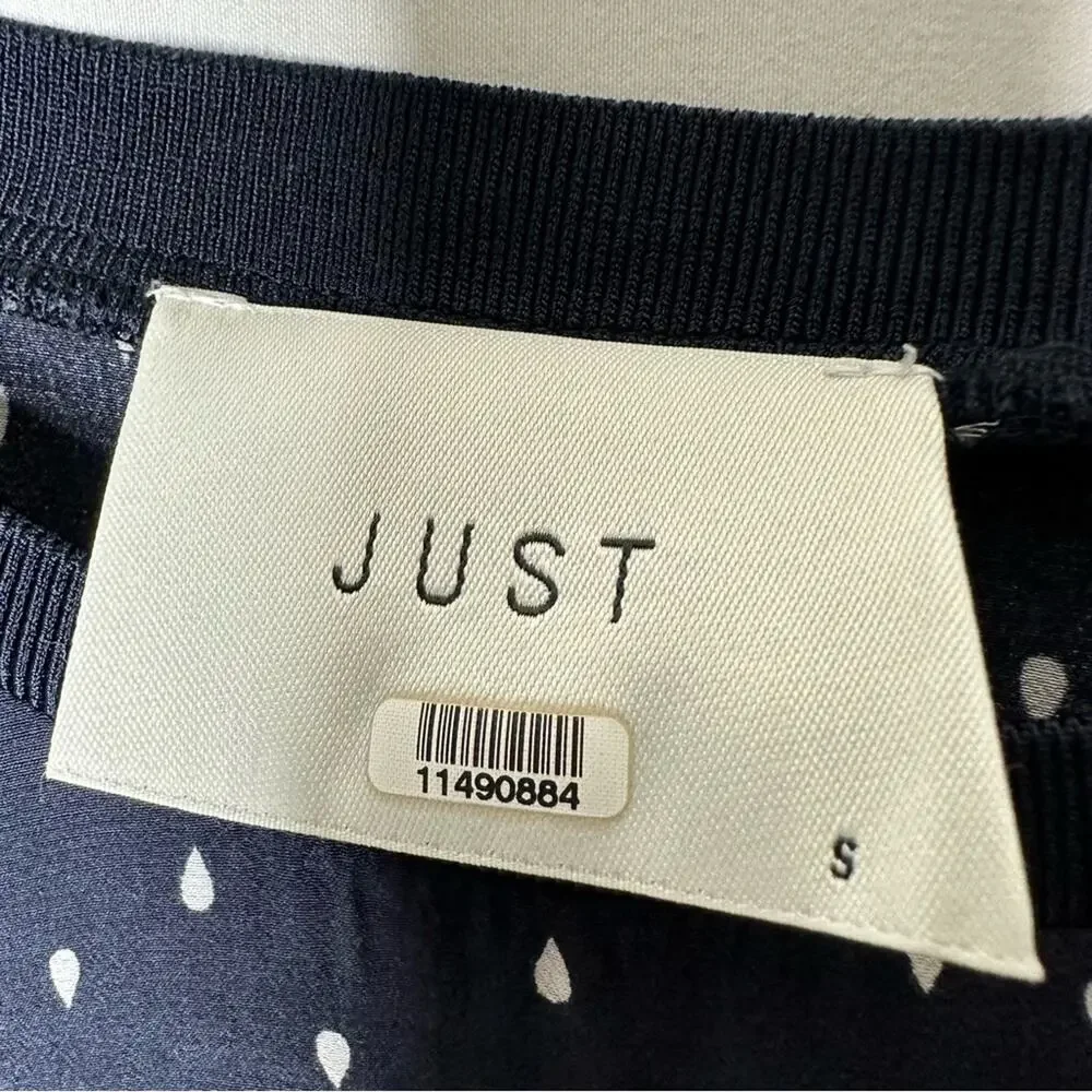JUST Navy Dress with White Raindrops in Small - Picture 2 of 5